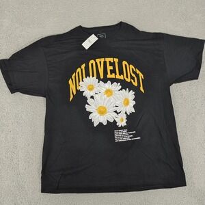 Rue21 Shirt Mens XL Black NOLOVELOST Daisy Graphic Tee T-Shirt Streetwear New